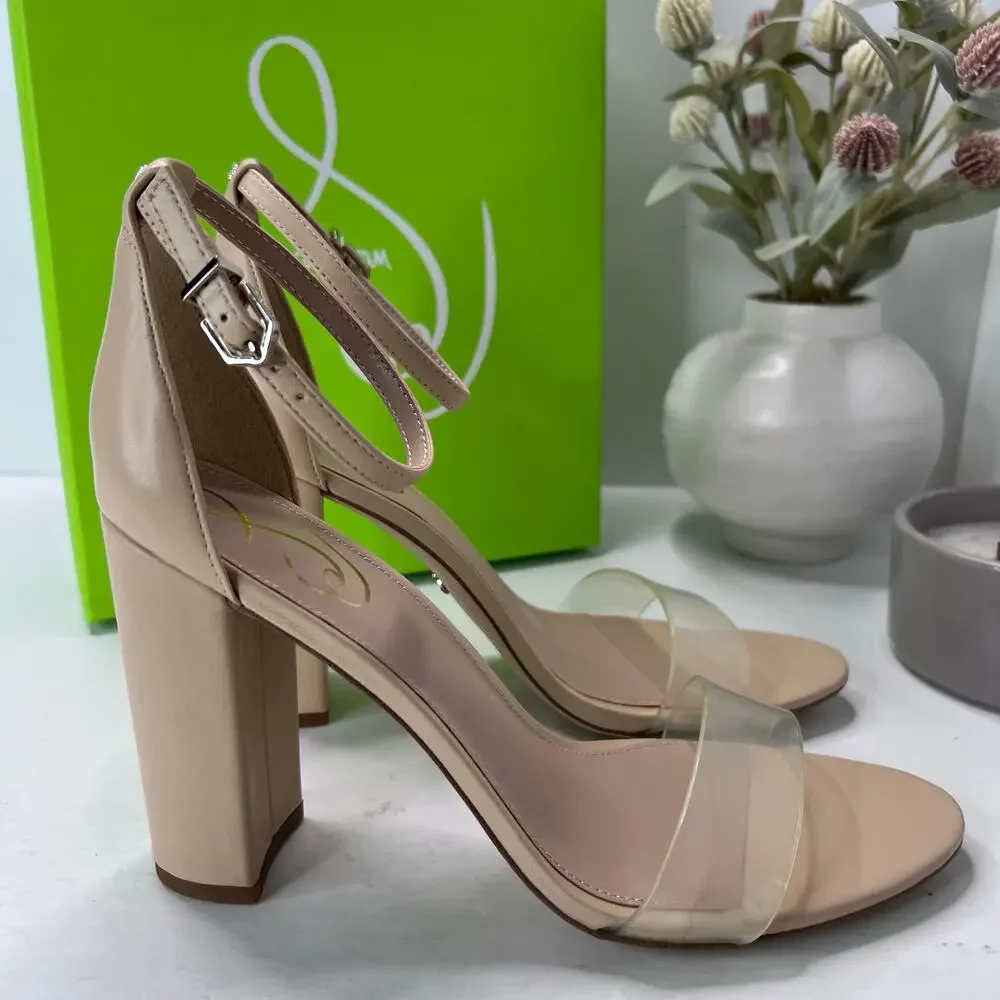 Sam Edelman Yaro Ankle Strap Block Heel Sandal Almond Women's 9.5M Tried On - Picture 2 of 10